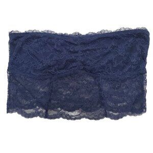 American Eagle Women's Dark Navy Blue Lace Longline Bandeau Top Bralette Size S